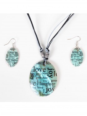 Fashion Letters Print Nacklace and Earrings Set
